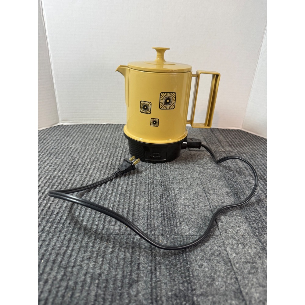 Vintage Regal Electric Poly Hot Pot Harvest Gold MCM Sunburst 2-4 Cup